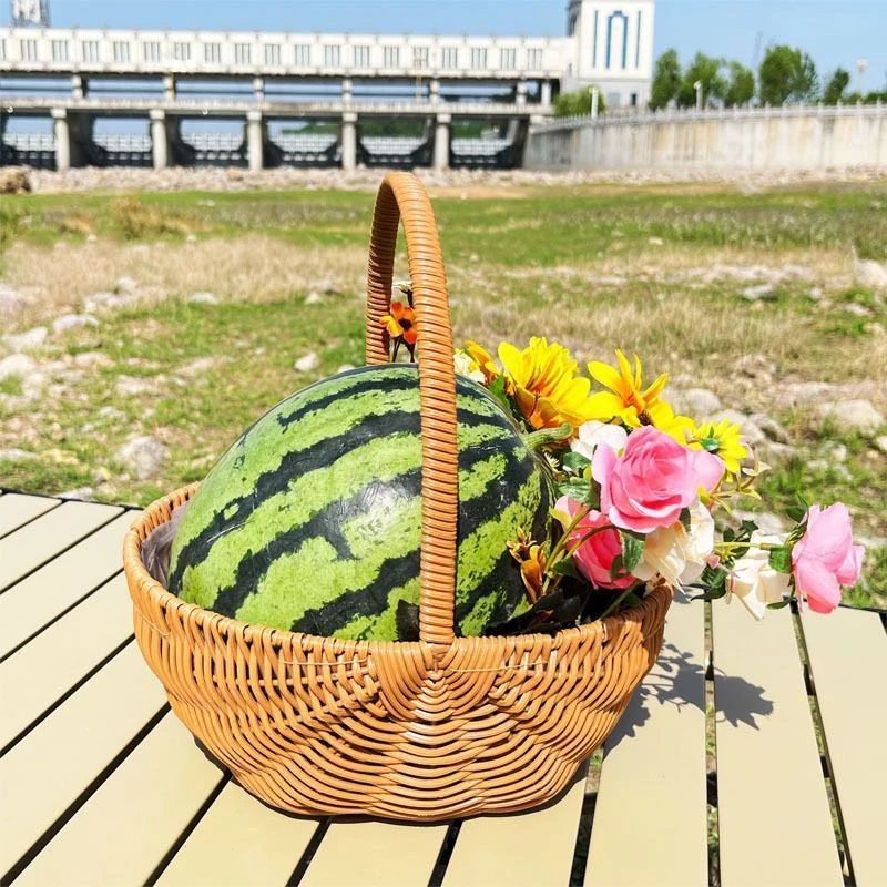 篮子花篮插花手工手提田园摆件花篮编织仿藤柳编花店客厅藤编拍