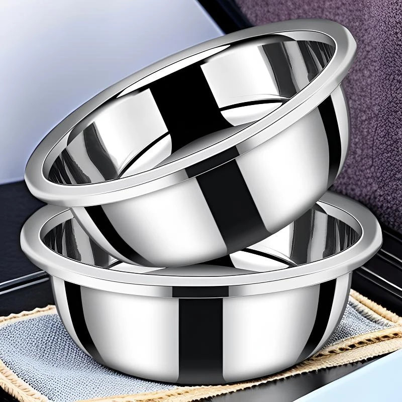 两个装【36CM】不锈钢盆加大号加厚多用洗菜盆中式圆形盆和面盆加深