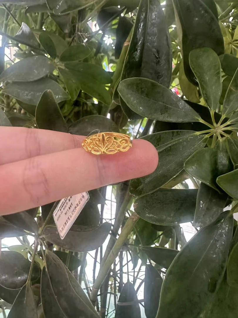 赛菲尔足金999皇冠活口戒指