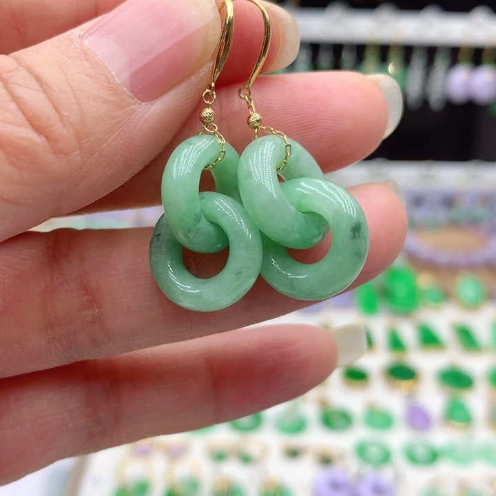 翡翠18K金镶嵌耳饰