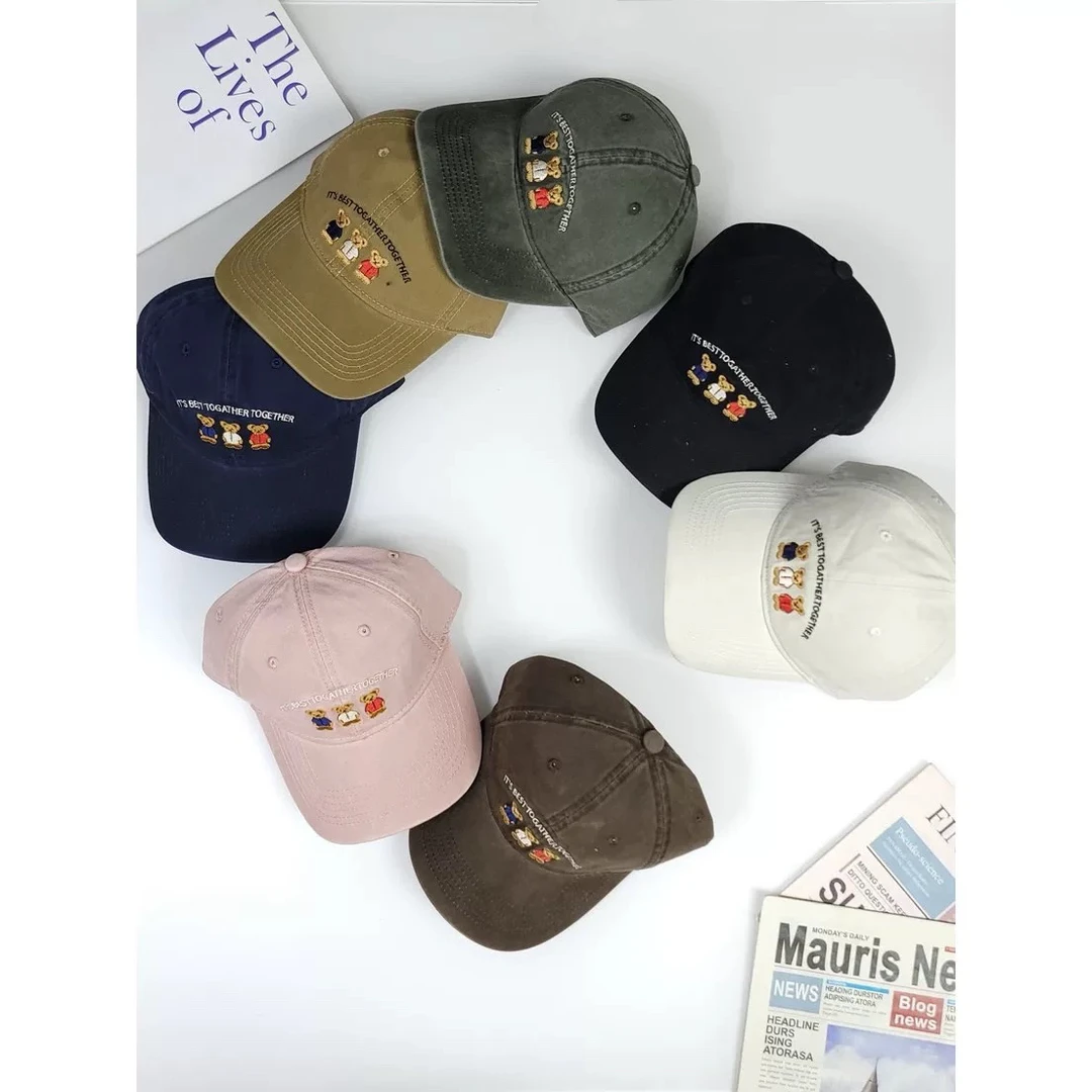 A371 水洗棉高品质三只小熊棒球帽