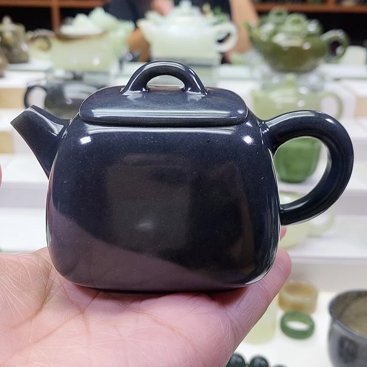 和田玉未镶嵌挂件茶壶170m l