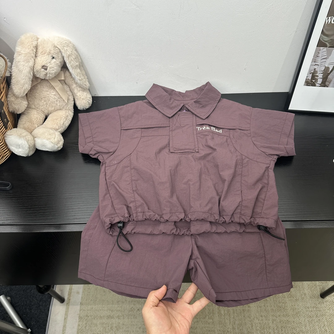 男童短袖套装2025夏季新款洋气翻领韩版半袖上衣短裤两件套潮