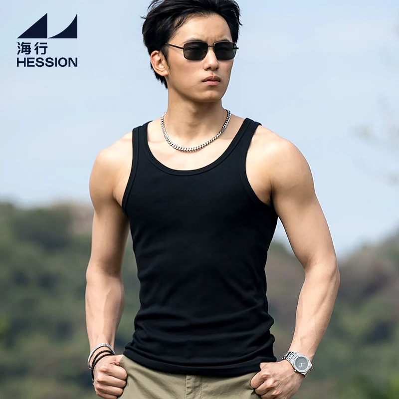 海行黑色户外透气吸汗工字背心男 2025年夏季新款健身运动无袖T恤