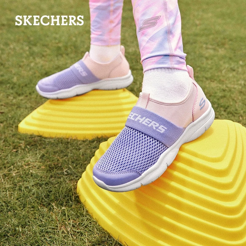 Skechers斯凯奇2025年夏新款一脚蹬运动鞋网面透气舒适女中大童鞋