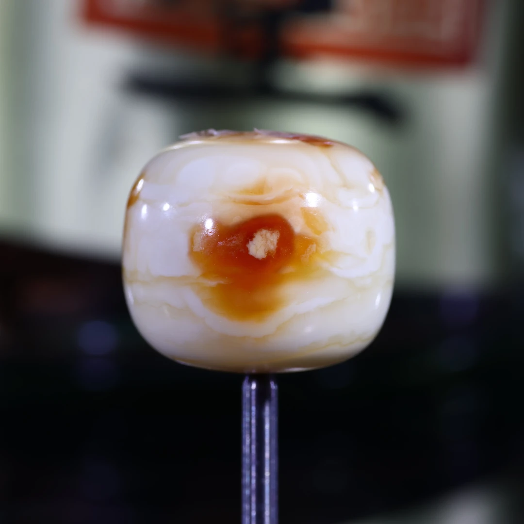 18m蜜蜡墩子老型天然原矿一物一图沁色瓷白花虎皮纹蜜蜡配饰A10