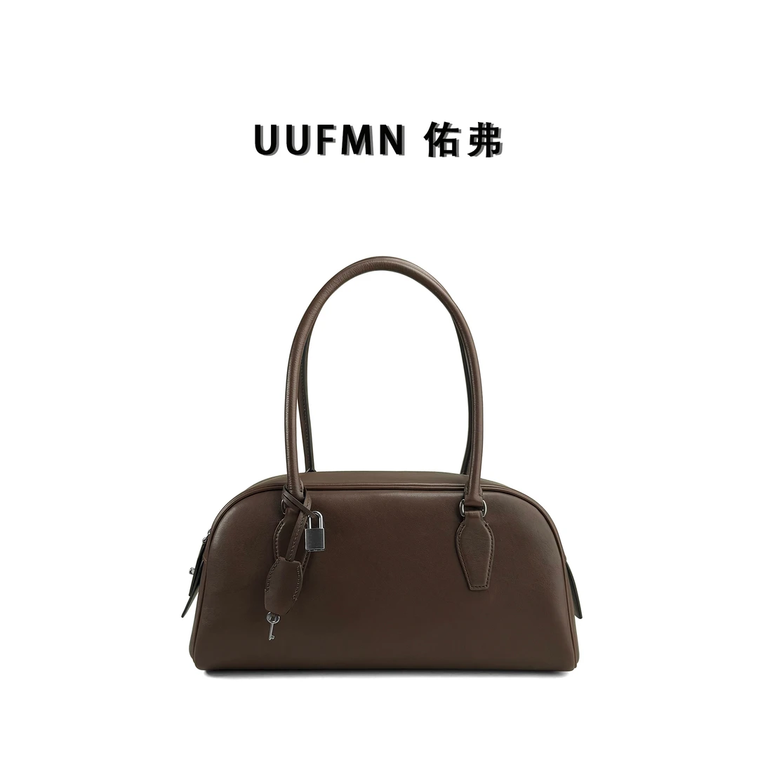 UUFMN｜横版E/W India进口定制马鞍皮 小众设计波士顿通勤腋下包