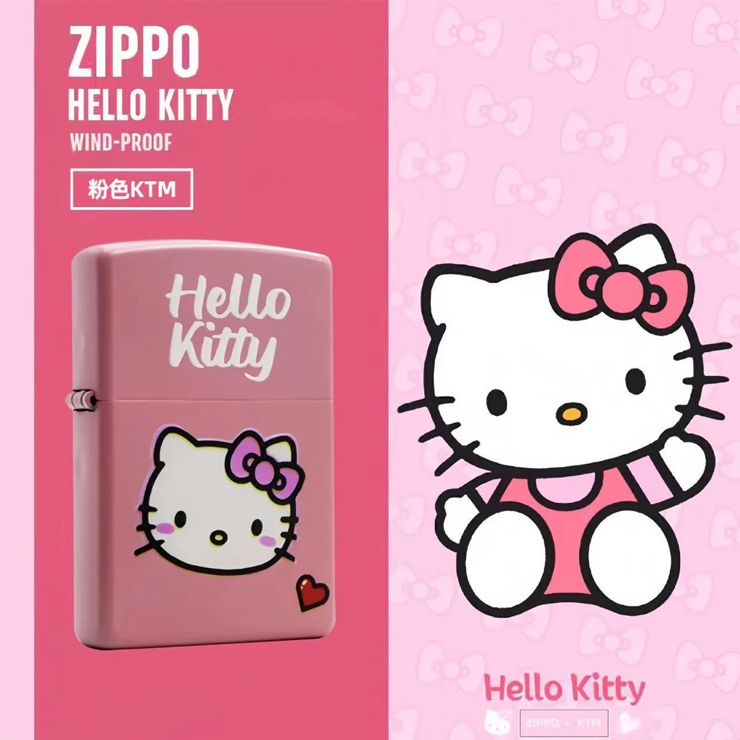 ZIPPO/之宝打火机彩印可爱猫限量防风粉色送男士DYX1H1