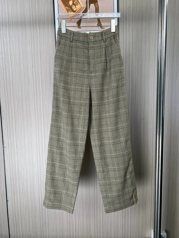 7991欧货品牌撤柜fg女装春夏新款时尚气质百搭千鸟格休闲裤
