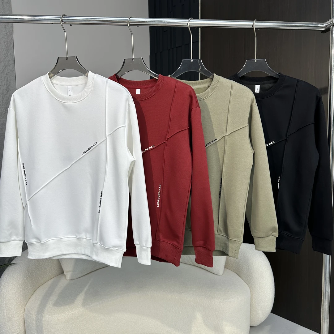 秋冬新款圆领潮流时尚休闲加绒卫衣男款长袖宽松高品质上衣99557