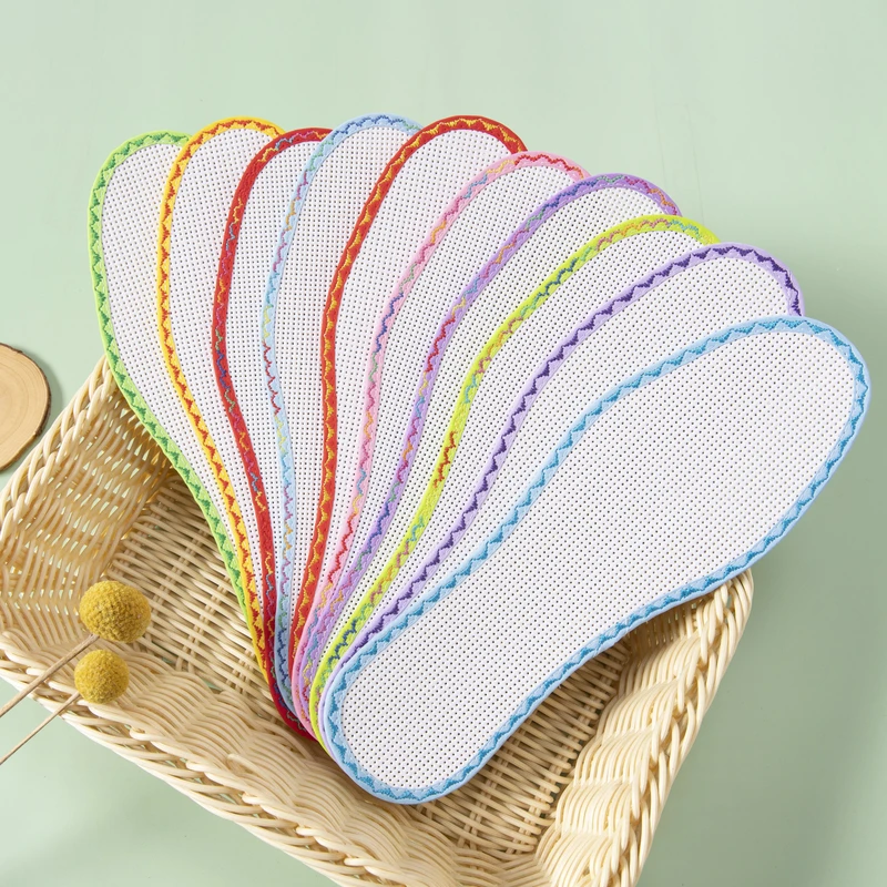 小格新款绿色花边配线高档七层纯棉布100%十字绣鞋垫白板