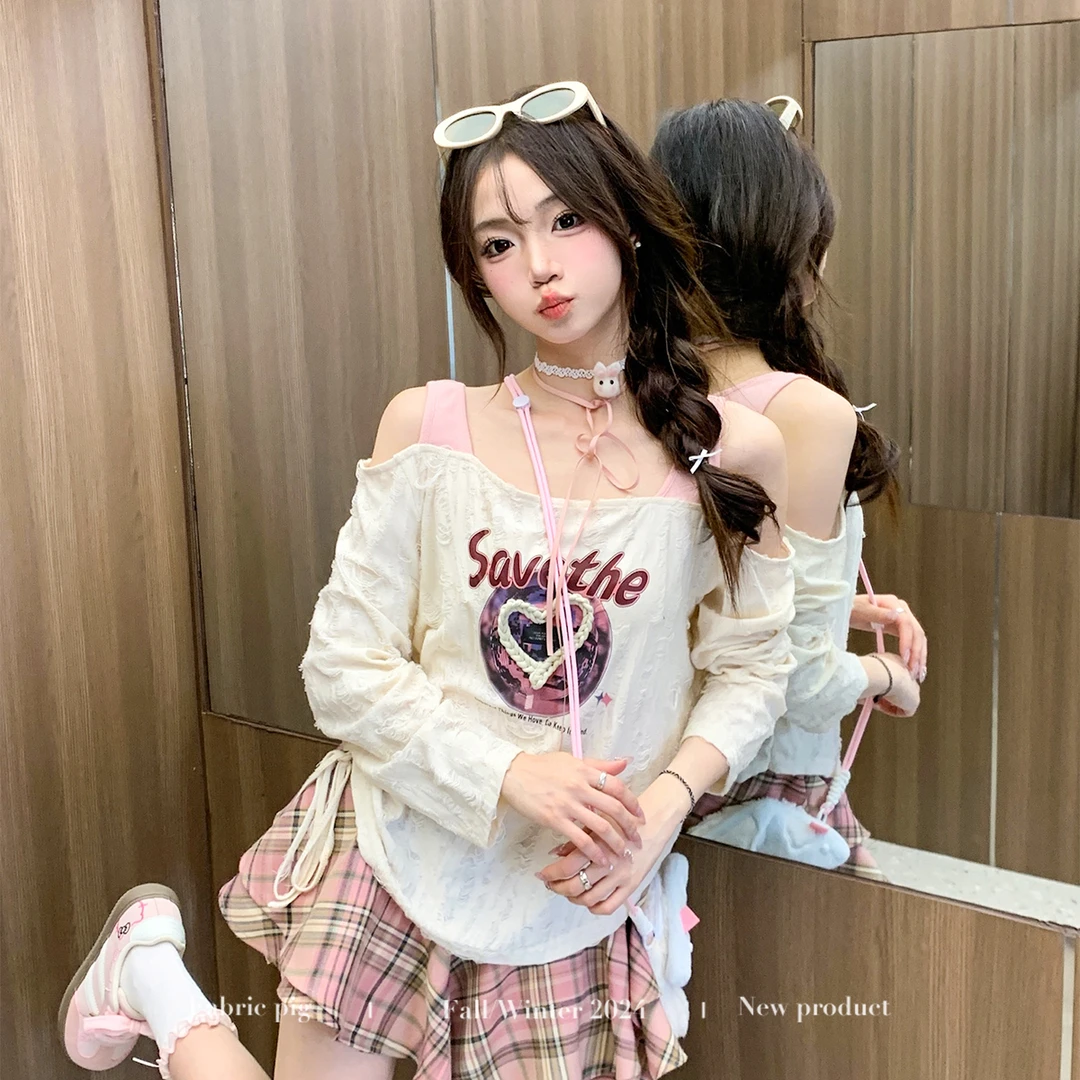 椰椰蜜桃卷 织物猪原创 夏季日系甜美温柔学院风宽松上衣显瘦裙子