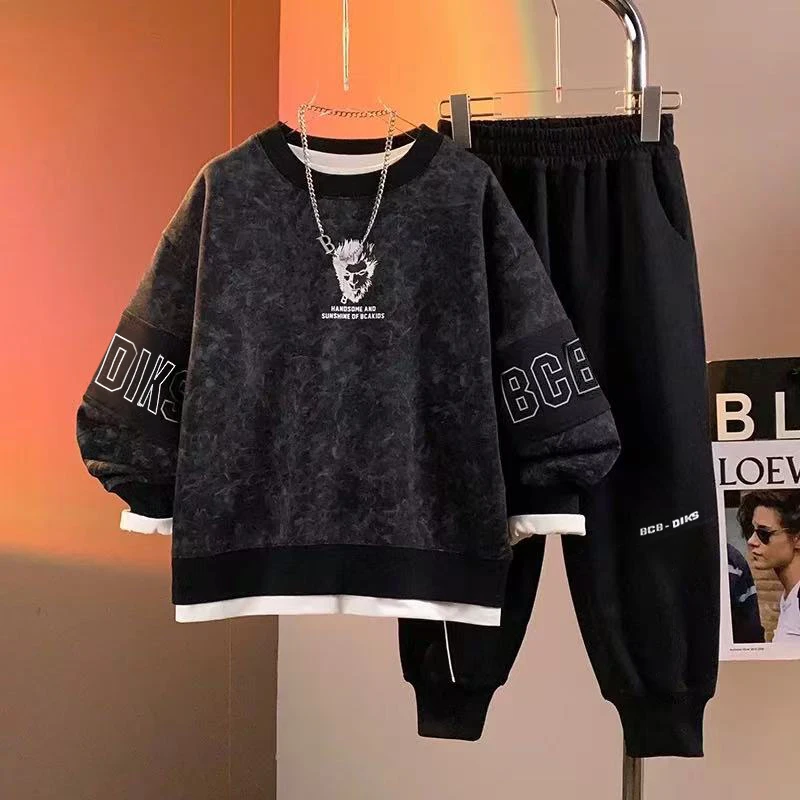 胖男童2025春秋新款加肥加大套装小胖墩纯棉运动卫衣两件套中大童