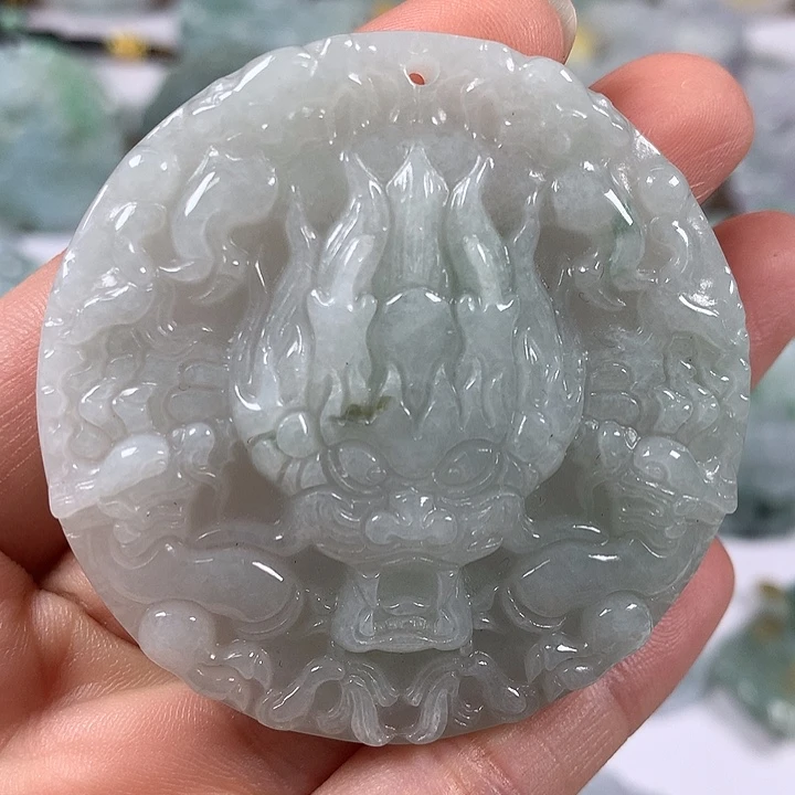 翡翠未镶嵌颈饰仿古龙行天下两面工艺福利