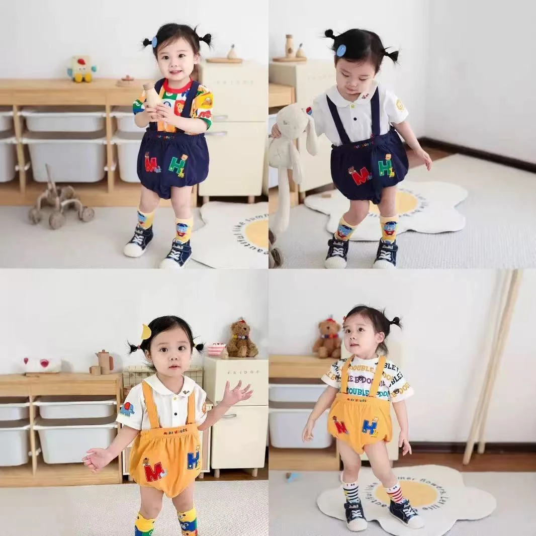 MK男女童宝宝背带婴儿田鸡短裤