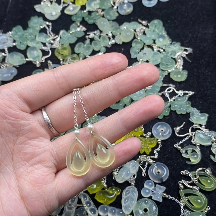 蛇纹石玉未镶嵌挂件耳饰耳环项链