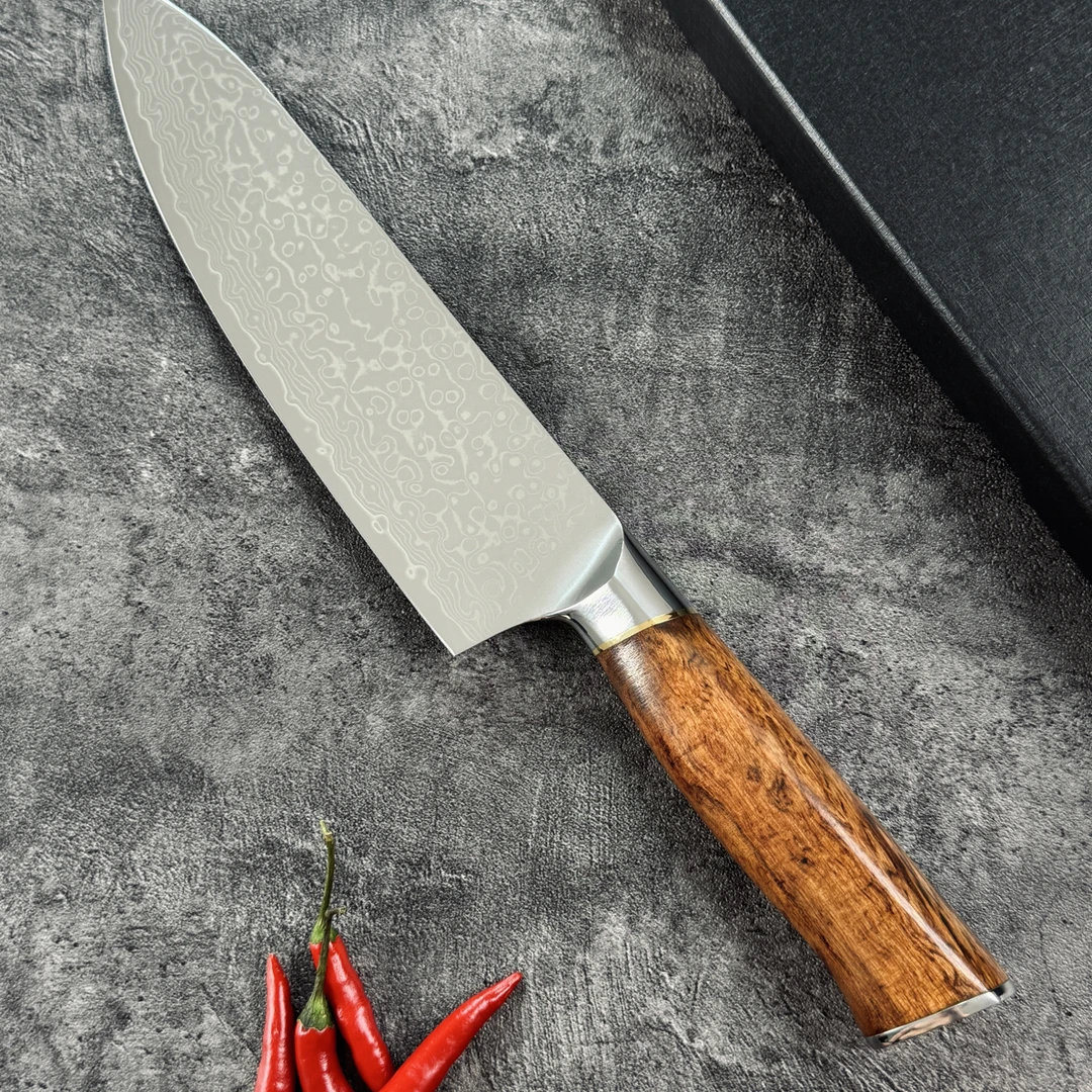 052外贸尾货大马士革超锋利高档日式西式料理主厨菜刀