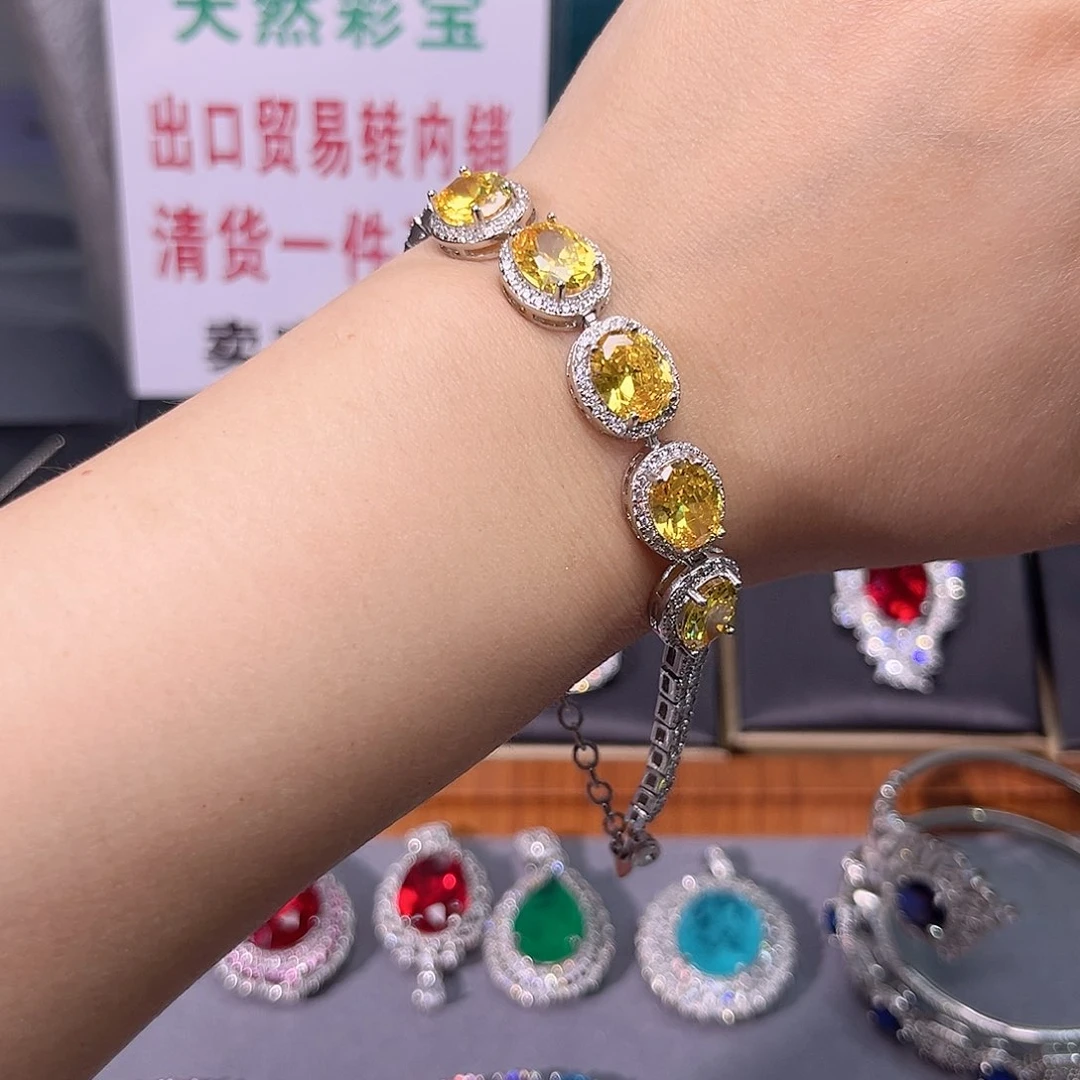 蓝宝石颈饰银S925镶嵌回