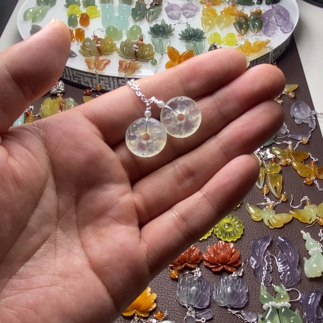 蛇纹石玉合金耳饰/颈饰