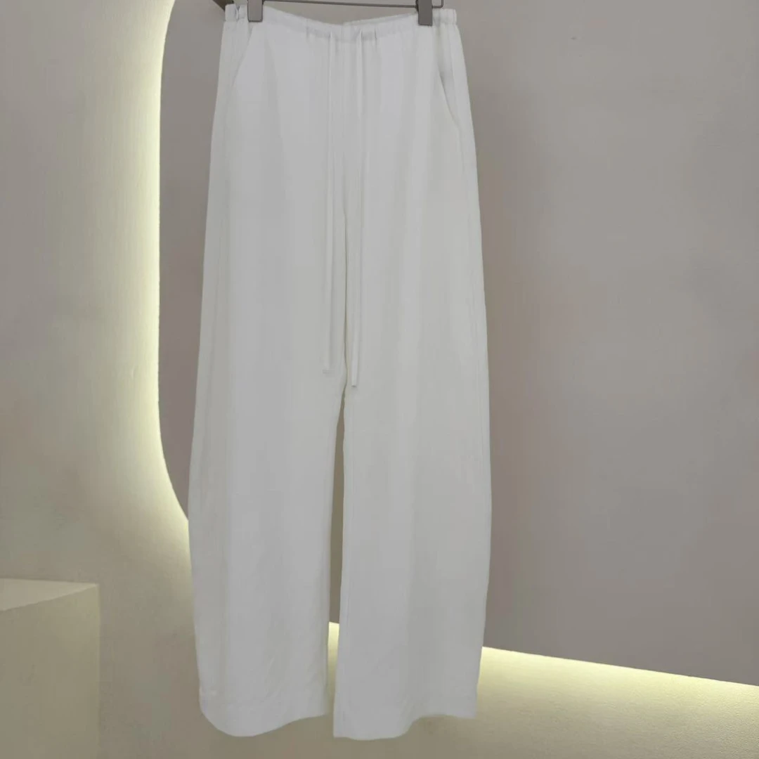 亚麻极简松紧抽绳长裤休闲裤2025春夏松弛感休闲裤G01-5078