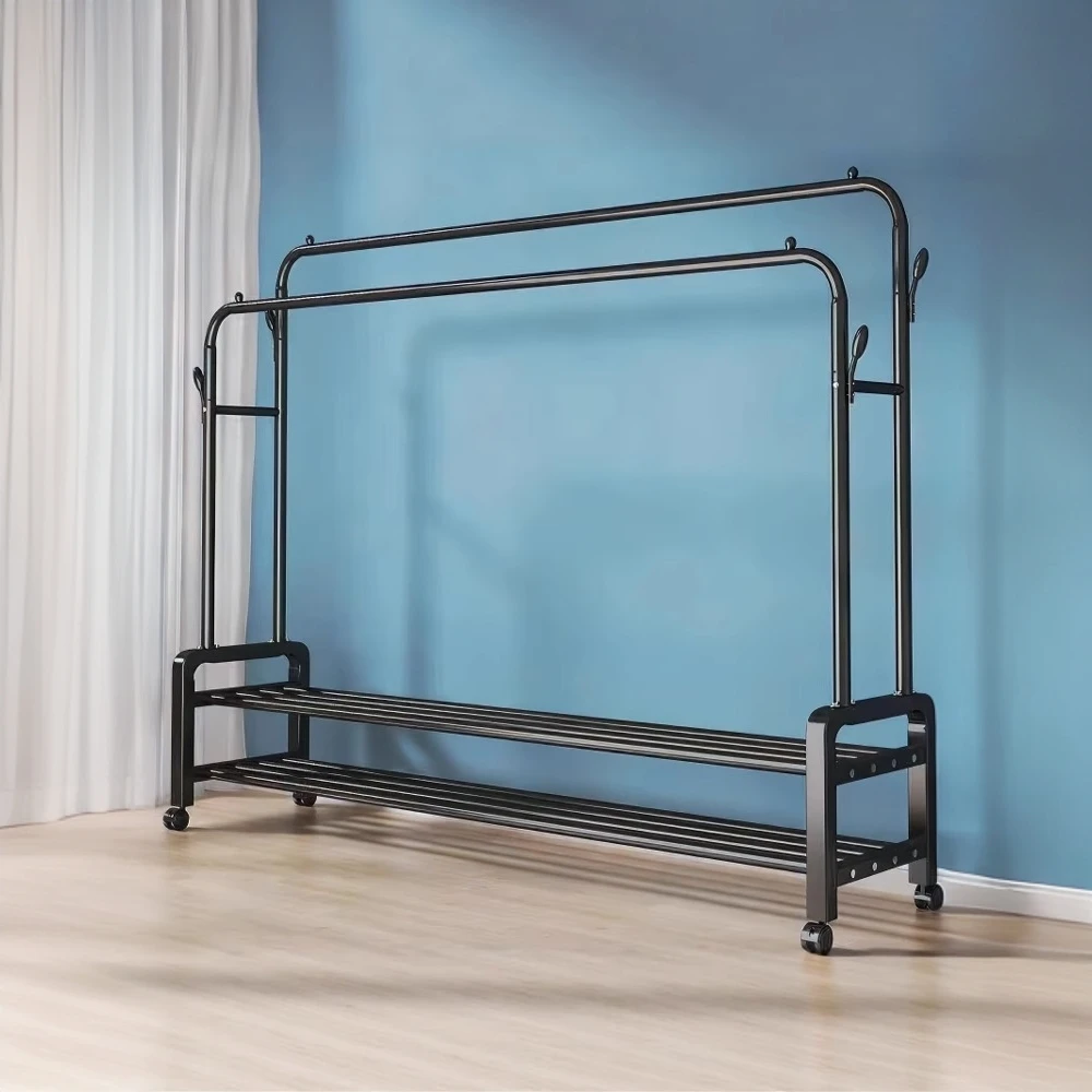 简易晾衣架室内宿舍移动晒晾衣帽架衣架落地家用卧室挂衣服架挂杆