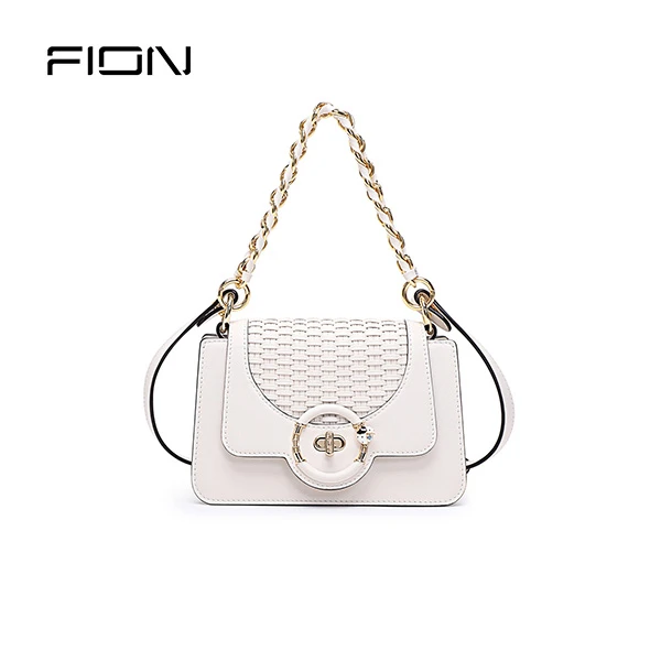 FION/菲安妮奥莱时尚编织女士链条包菱格小方包单肩包 FAAFVFS003
