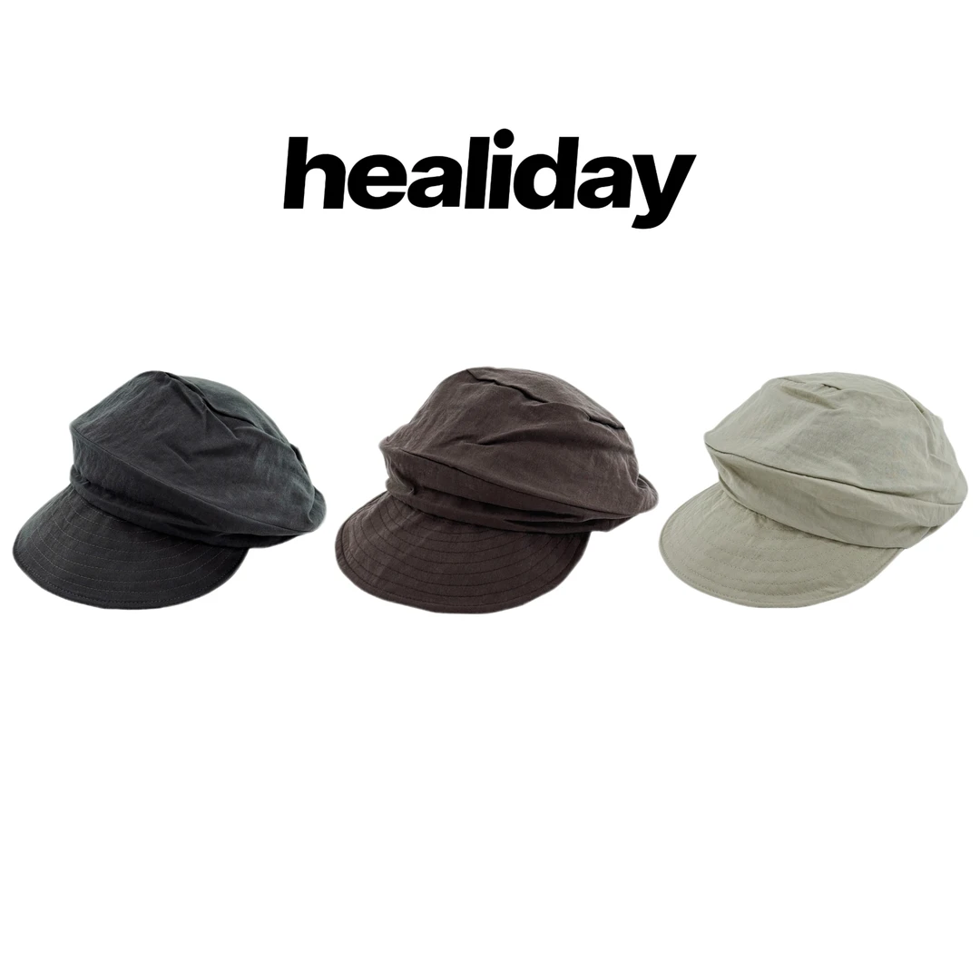 healiday 滑滑帽 褶皱速干报童帽日系休闲透气云朵帽灰咖米绿