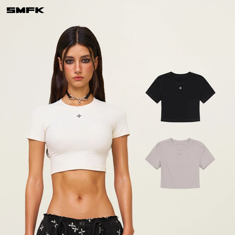 SMFK动念塑身皮肤短Tee UT002B2 夏季户外运动修身印花上衣
