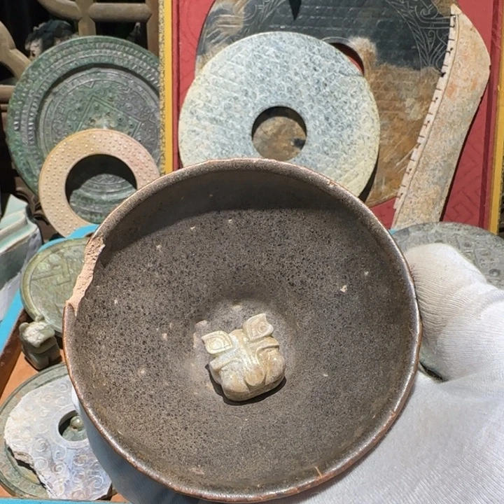 遇***人黑釉茶盏全品黑釉