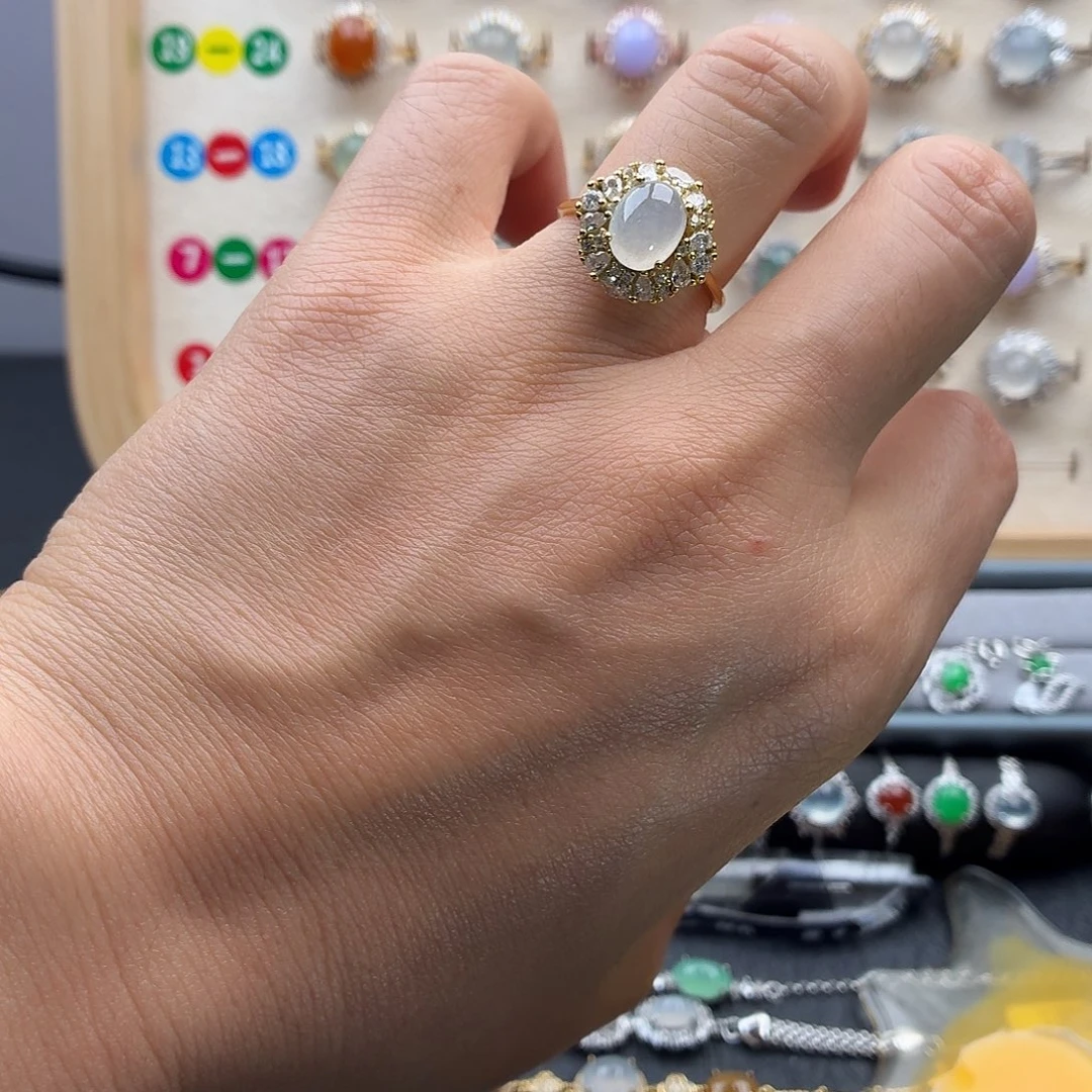 翡翠银S925镶嵌戒指