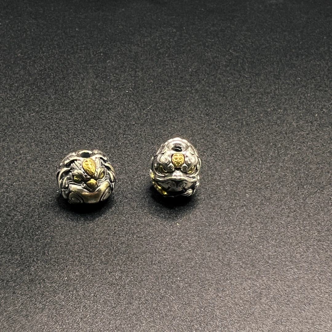 925银银制品 S925银 精工大鹏鸟/金蟾腰珠顶珠配饰 可配10-12串