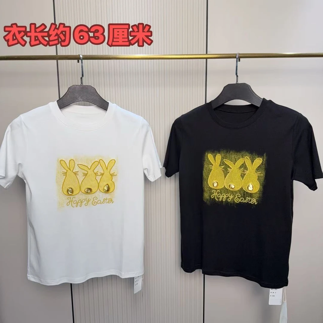 <小勋优选>2085刺绣小兔字母圆领半袖T恤（预售）