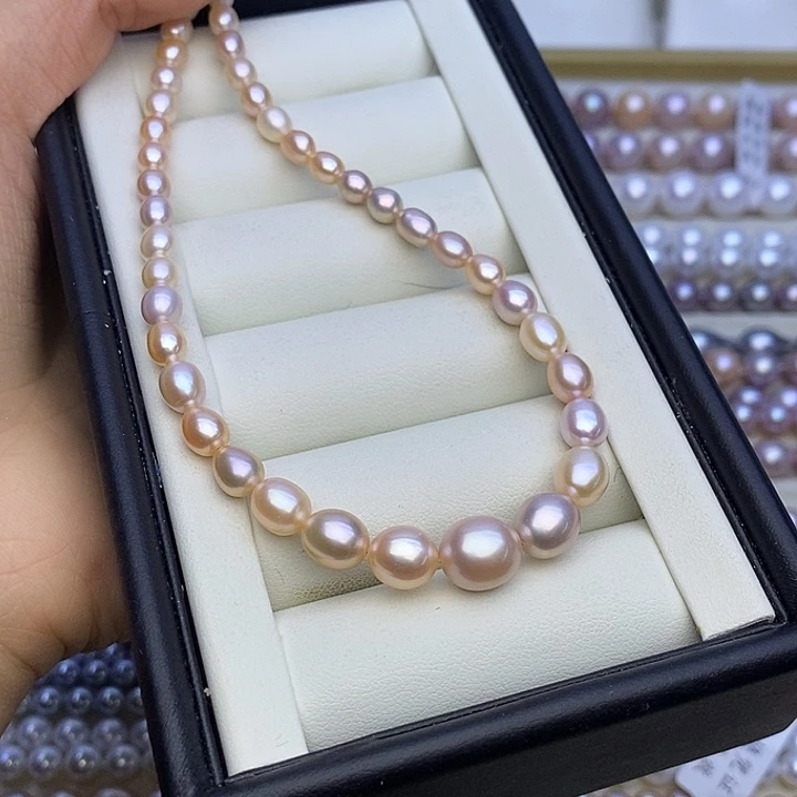 淡水珍珠银S925镶嵌颈饰无核 4-9