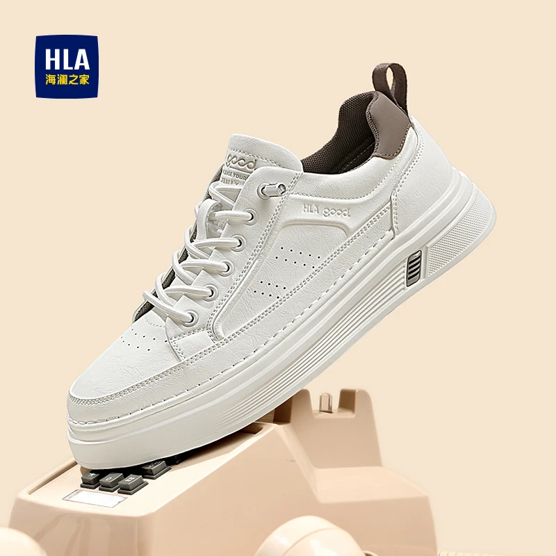 HLA/海澜之家男鞋2025冬季新款百搭透气板鞋舒适开车休闲鞋白鞋