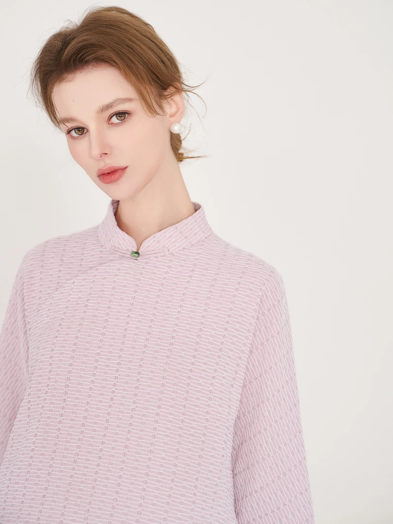 浮云堂子韵·新中式宽松改良斜襟针织上衣5648