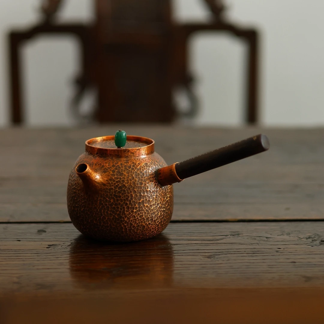 器而不舍称心一体小铜壶紫铜褐金烤色配老称杆柄304滤胆