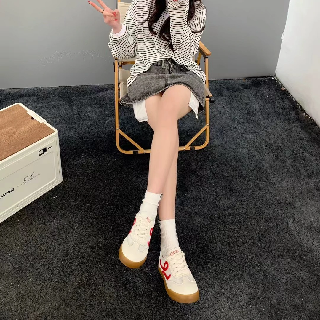 网面德训鞋女2025年夏季新款薄款透气平底小白鞋休闲运动板鞋D212