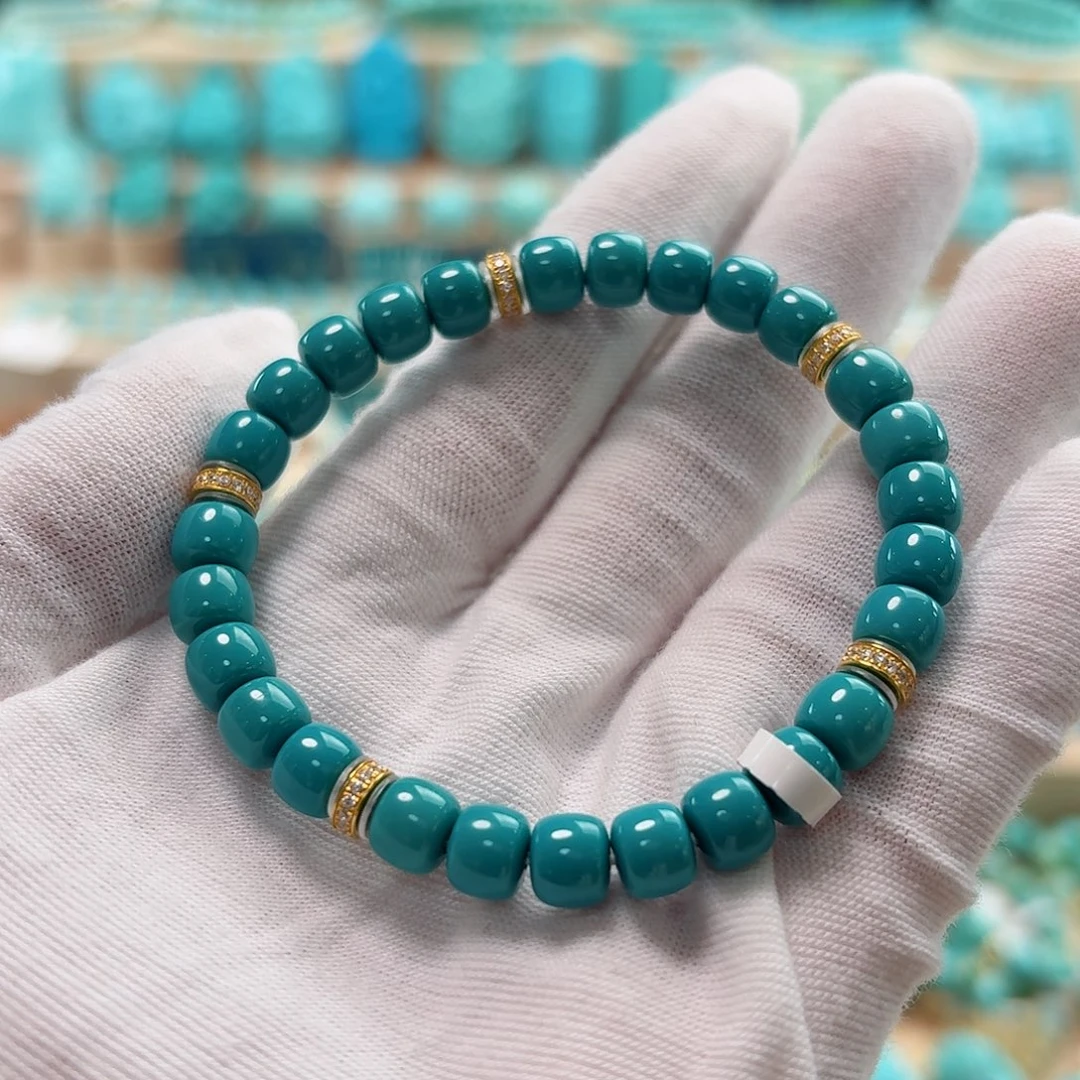 绿松石18K金镶嵌珠宝奇石泡油