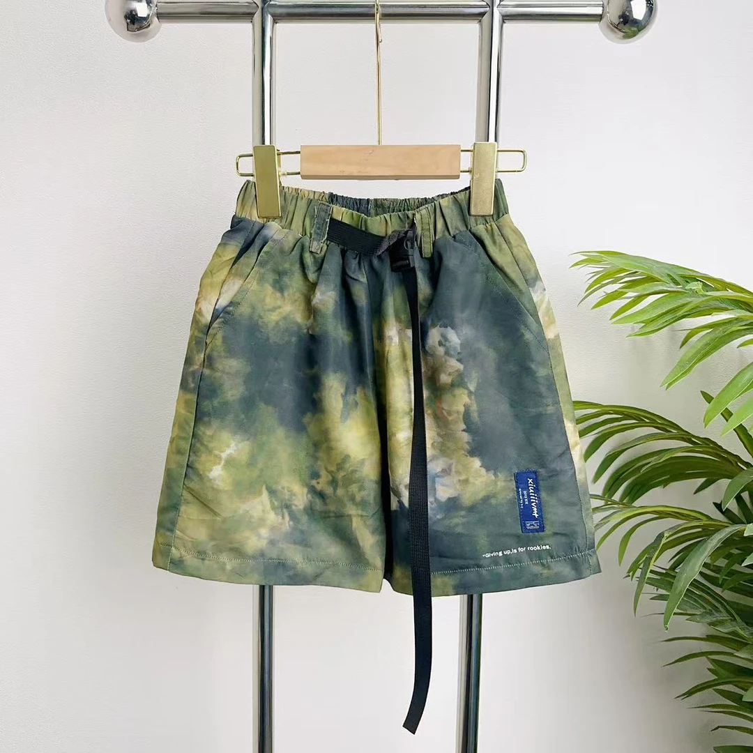 【B609】绿色梭织中裤B9-7