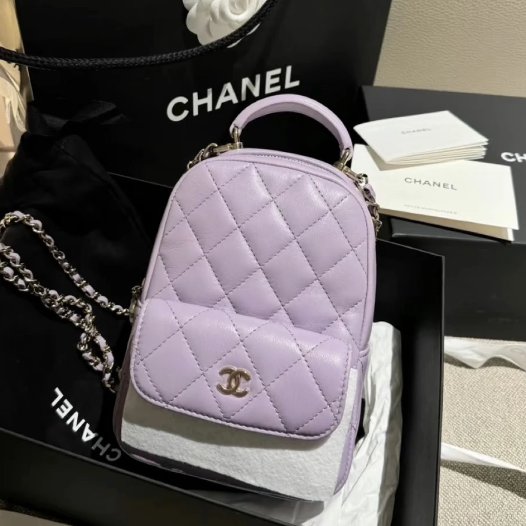 99新 Chanel/香奈儿 多多奢品/香奈儿24C紫色链条双肩包 /99新