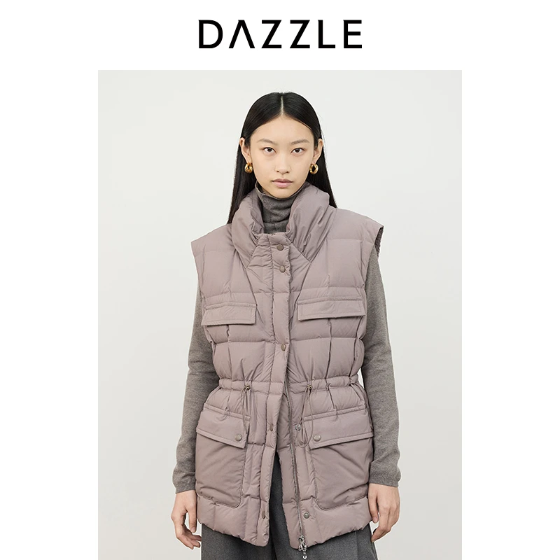 DAZZLE地素奥莱 羽绒服2024冬季新款结构立领羽绒马甲2I4K104