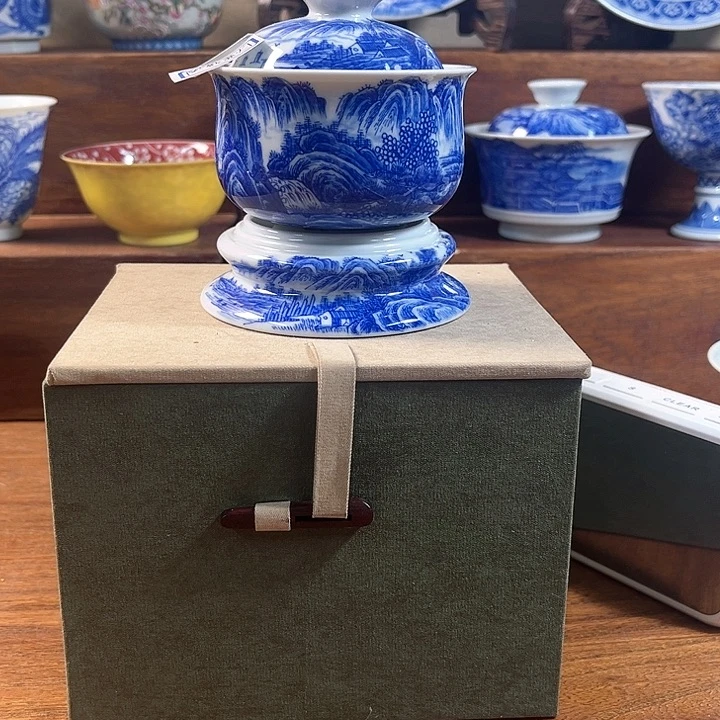 泥塑天*盖碗手工手绘