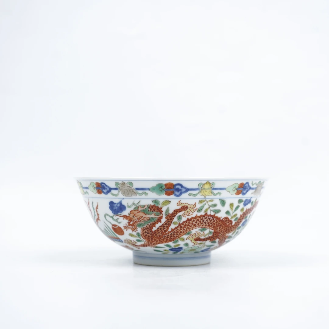 Lot022青花五彩龙凤纹碗
