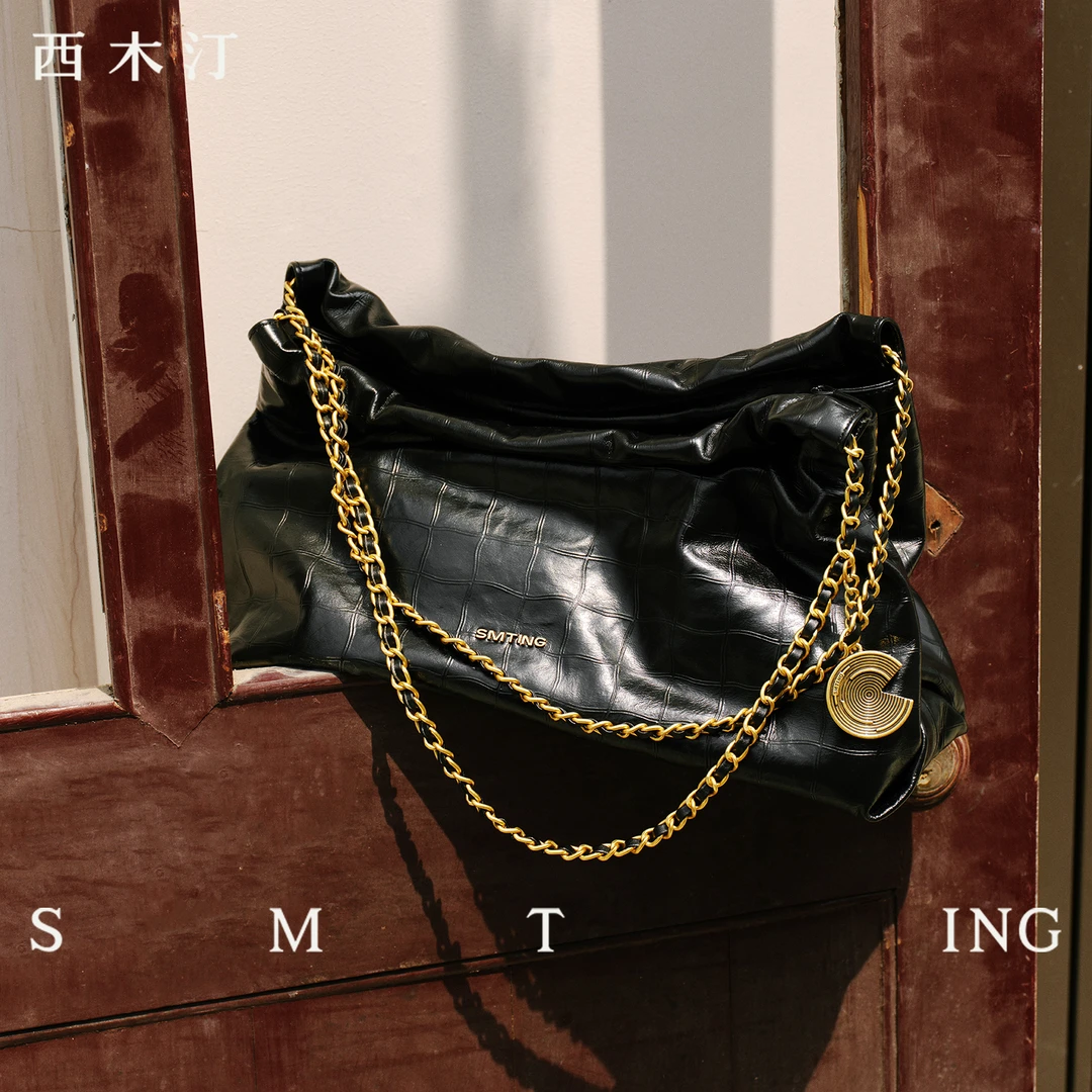 【头层牛皮】西木汀 悠途 新款流浪包流光风托特包单肩包女腋下包