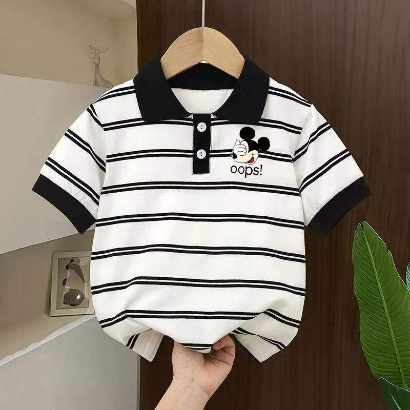 翻领t恤短袖萌趣米奇图案帅气上衣t恤衫男童短袖polo衫休闲学院风