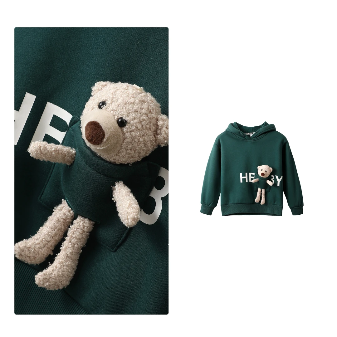 门店24&9！男/女童，重工小熊玩偶~摇粒绒宽松百搭休闲卫衣C19788