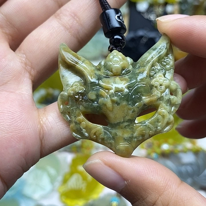 未镶嵌蛇纹石玉吊坠毛衣链锁骨链