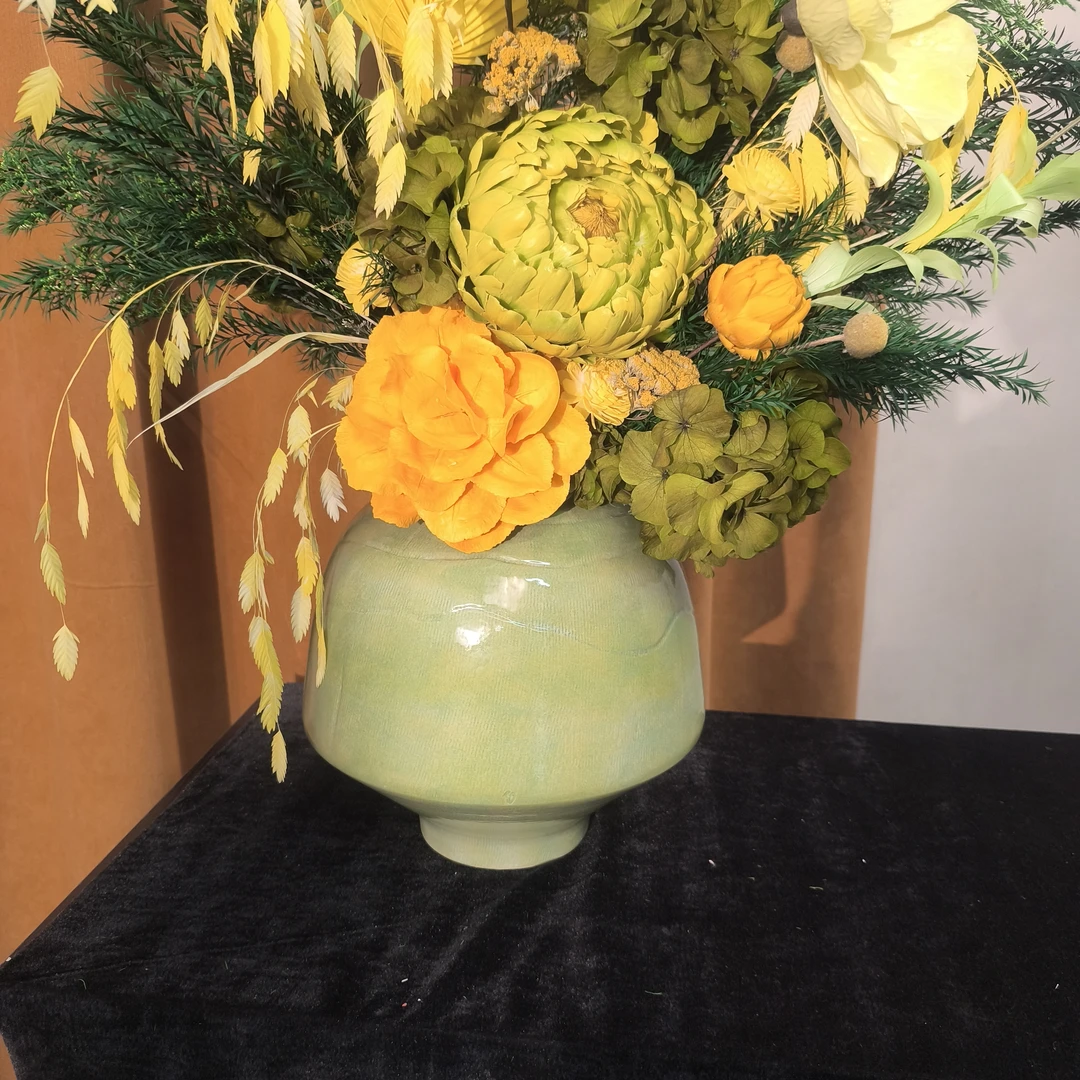 卉羡【旷野】绿意系永生花艺术插花赋予空间自然生机与恒久美好