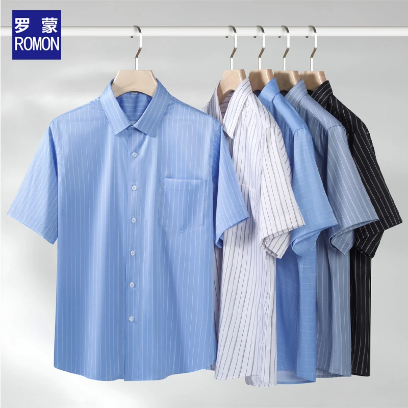 罗蒙2025夏季新款热卖款高档男士半袖衬衣商务休闲高品质短袖衬衫