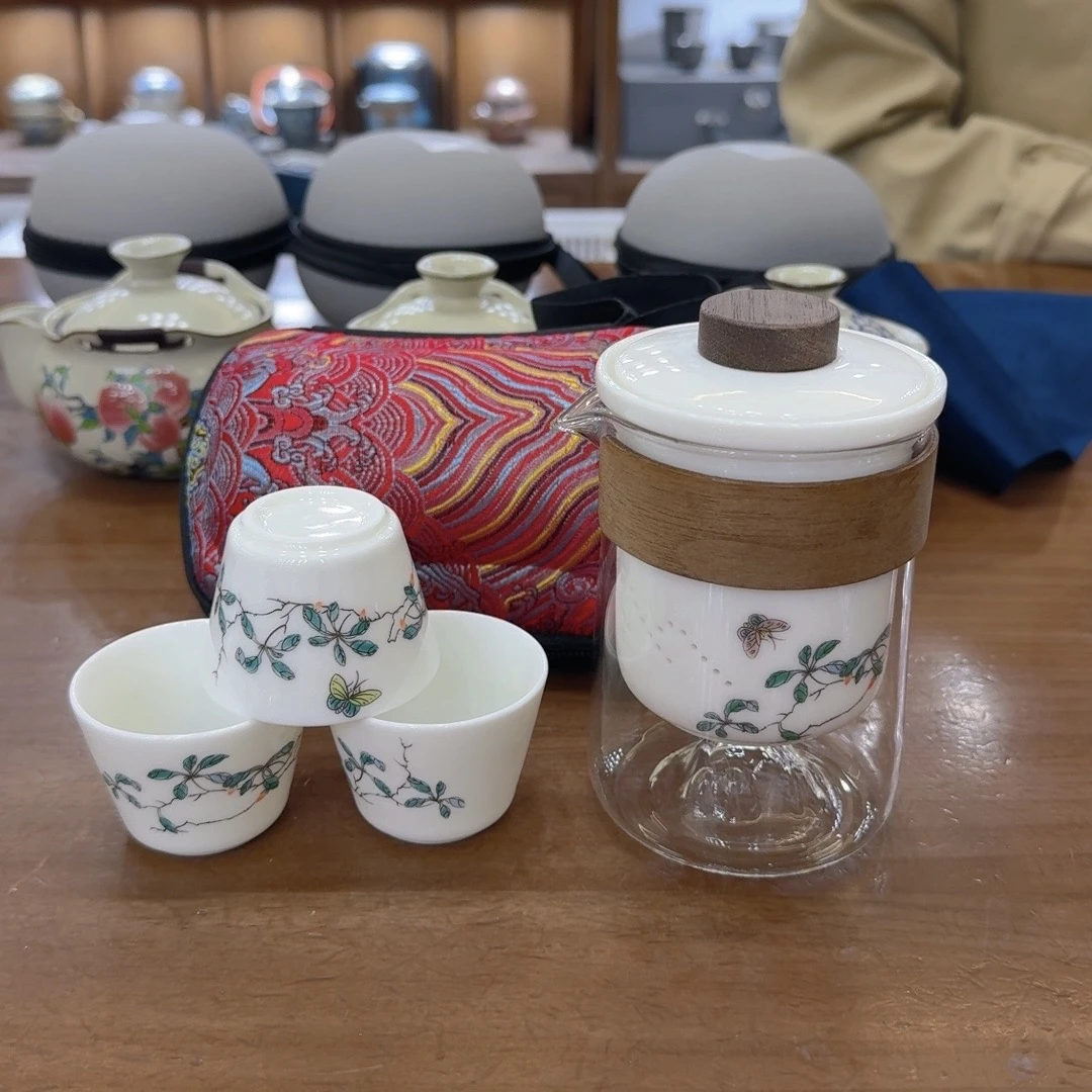 C27 旅行茶具套装风声水起玻璃快客三杯